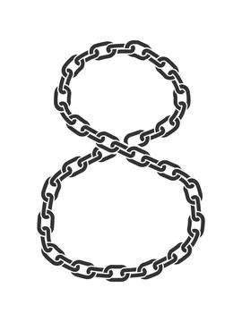 Number 8 shaped from chain links in industrial vector style or infinity symbo Stock Illustration
