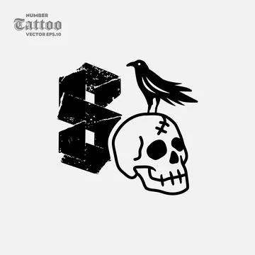 Number 8 Skull Logo イラスト素材