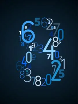 Number 8, vector font from numbers Illustrazione stock