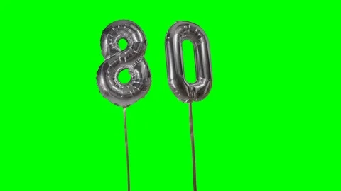 Number 80 eighty years birthday anniversary silver balloon Stock Footage 107794932