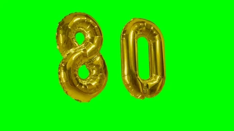Number 80 eighty years birthday anniversary golden balloon Stock Footage 107795037