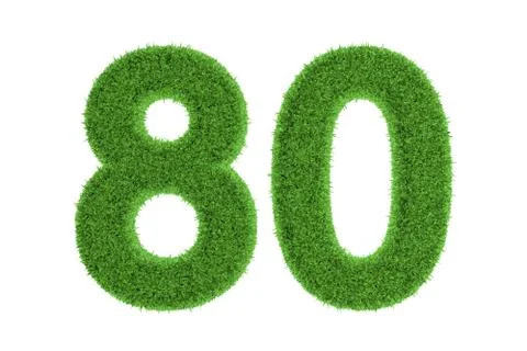 Number 80 with a green grass texture Stock Illustration