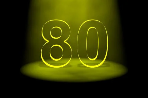 Number 80 illuminated with yellow light Stock Illustration