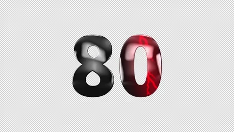 Number 80 with lightning, alpha channel, number eighty Stock Footage 276388166