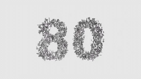 Number 80 Made Of Numbers. 3D Font Number Animation With Alpha Channel Stock Footage 302260590