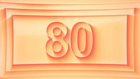 Number 80. Minimalistic embossed number with glittering lights. Stock Illustration