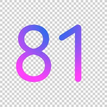 Number 81 gradient blue pink 3d sign symbol on transparent background Stock Illustration