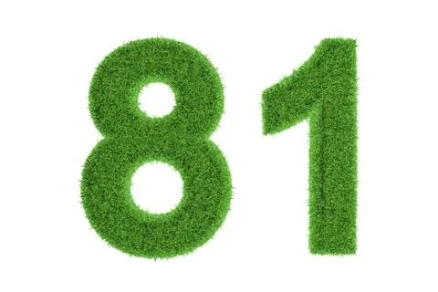 Number 81 with a green grass texture Stock Illustration