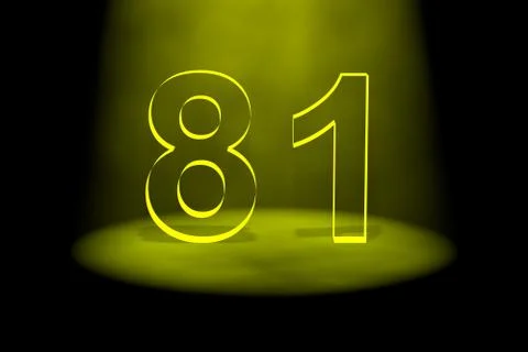 Number 81 illuminated with yellow light Stock Illustration