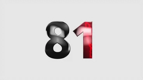 Number 81 with lightning, alpha channel, number eighty one Stock Footage 276406490