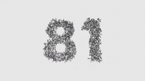 Number 81 Made Of Numbers. 3D Font Number Animation With Alpha Channel Stock Footage 302260580