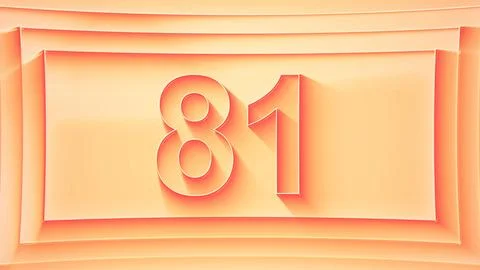 Number 81. Minimalistic embossed number with glittering lights. Stock Illustration