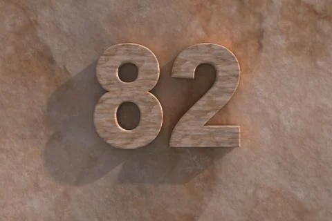 Number 82 carved from marble on marble base Stock Illustration