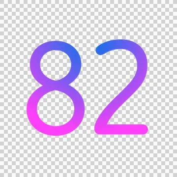 Number 82 gradient blue pink 3d sign symbol on transparent background Stock Illustration