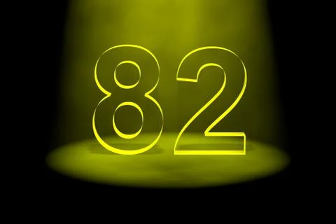 Number 82 illuminated with yellow light Stock Illustration
