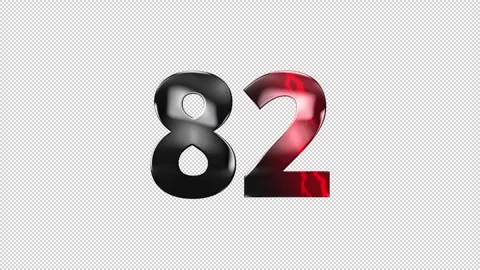 Number 82 with lightning, alpha channel, number eighty two Stock Footage 276406516