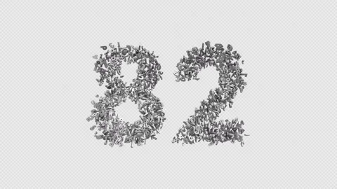 Number 82 Made Of Numbers. 3D Font Number Animation With Alpha Channel Video stock 302260947