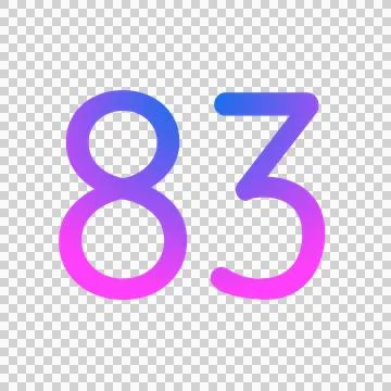 Number 83 gradient blue pink 3d sign symbol on transparent background 库存插图