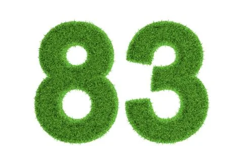 Number 83 with a green grass texture Stock Illustration