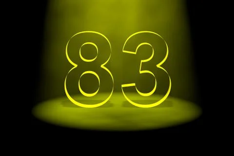 Number 83 illuminated with yellow light Stock Illustration