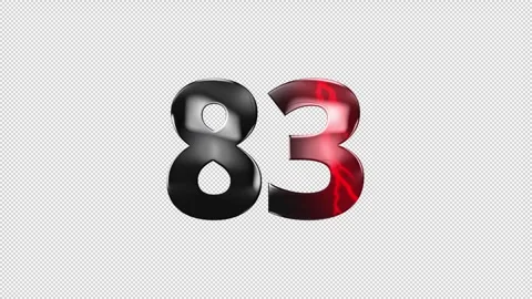 Number 83 with lightning, alpha channel, number eighty three Stock Footage 276406534