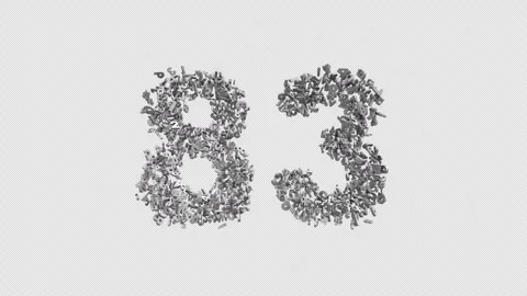 Number 83 Made Of Numbers. 3D Font Number Animation With Alpha Channel Stock Footage 302260957