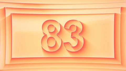 Number 83. Minimalistic embossed number with glittering lights. Stock Illustration