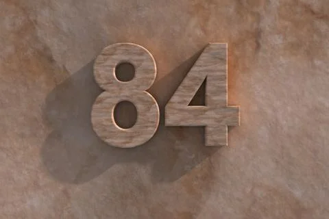 Number 84 carved from marble on marble base Stock Illustration