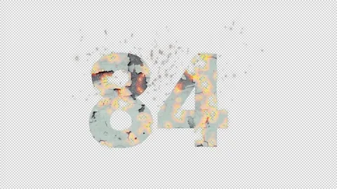 Number 84 from fire and ashes with alpha channel, eighty four, numberology 스톡 동영상 269910707