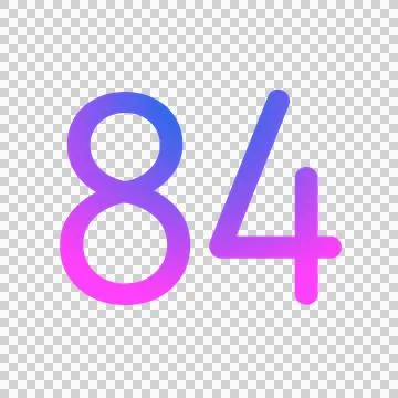 Number 84 gradient blue pink 3d sign symbol on transparent background Stock Illustration