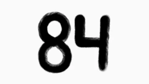 Number 84 Hand Drawn Animation With Brush Stroke Stock Footage 301108572