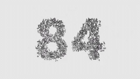 Number 84 Made Of Numbers. 3D Font Number Animation With Alpha Channel Video stock 302260982