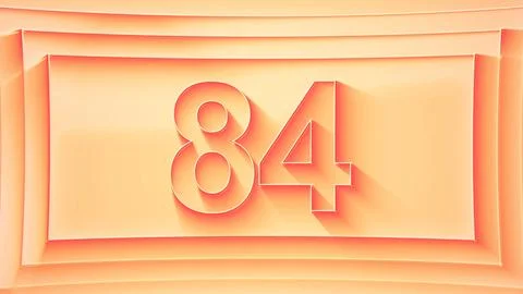 Number 84. Minimalistic embossed number with glittering lights. Stock Illustration