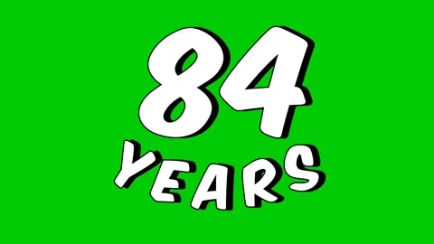 Number 84 years text animation motion graphics cartoon on green Stock Footage 296278587