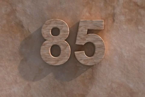 Number 85 carved from marble on marble base Stock Illustration
