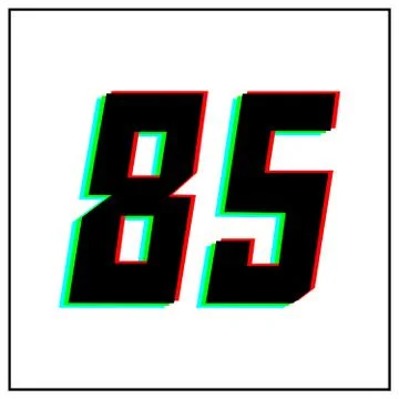 Number 85, eighty five vector desing logo.Dynamic, split-color, shadow of  nu Illustrazione stock