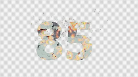 Number 85 from fire and ashes with alpha channel, eighty-five, numberology Stock Footage 269910720