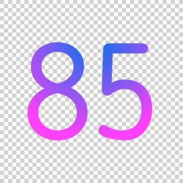 Number 85 gradient blue pink 3d sign symbol on transparent background Stock Illustration