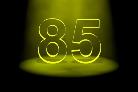 Number 85 illuminated with yellow light Stock Illustration