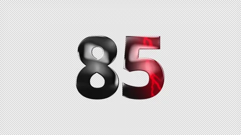 Number 85 with lightning, alpha channel, number eighty five Stock Footage 276406558
