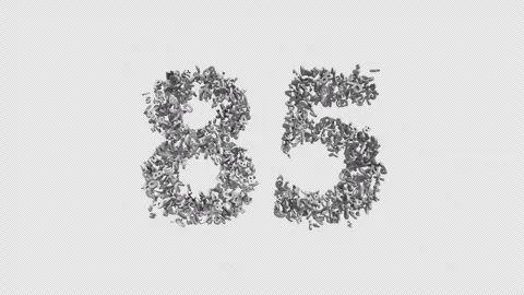 Number 85 Made Of Numbers. 3D Font Number Animation With Alpha Channel Stock Footage 302260984