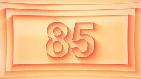 Number 85. Minimalistic embossed number with glittering lights. Stock Illustration