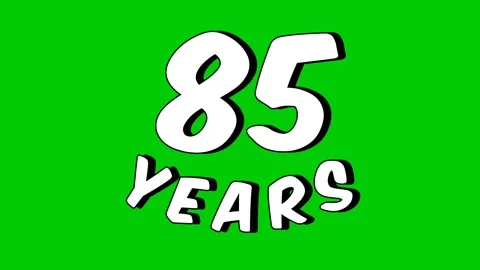 Number 85 years text animation motion graphics cartoon on green Stock Footage 296278944