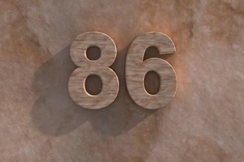 Number 86 carved from marble on marble base Stock Illustration