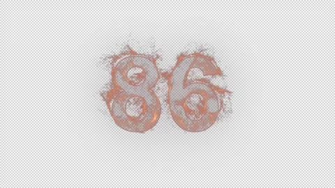 Number 86 on fire with alpha channel, number eighty six Stock-Footage 264336044