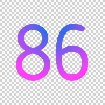 Number 86 gradient blue pink 3d sign symbol on transparent background Stock Illustration
