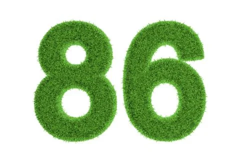 Number 86 with a green grass texture Stock Illustration