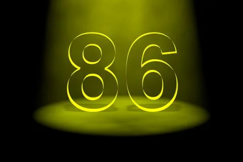 Number 86 illuminated with yellow light Stock Illustration
