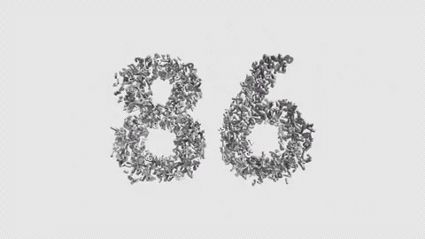 Number 86 Made Of Numbers. 3D Font Number Animation With Alpha Channel Video stock 302261048