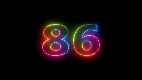 Number 86 neon glowing digits Stock Illustration